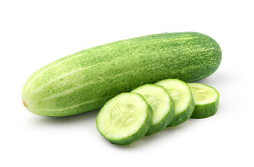 Fresh Cucumber slice  isolated on white background.