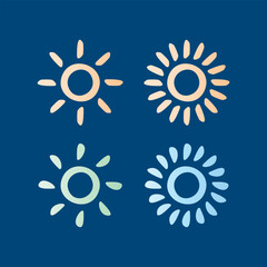 hand draw sun icons with pastel colour