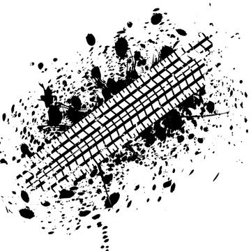 tire tracks in the mud with black and white colors, vector