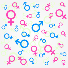 Vector illustration of gender symbols. Male and female icon set.