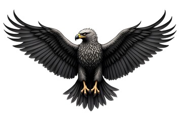 Obraz premium Graphic Illustration of a Fierce Eagle Mascot, Stylized Heraldic Eagle Illustration, Symbol of Power and Freedom,