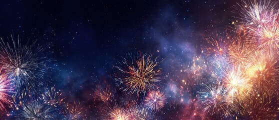 Fototapeta premium The spectacular fireworks display lighting up the night sky in vibrant colors.