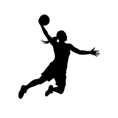 Female Basketball Player Jump Shot Silhouette