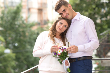 Couple in love. Bride and groom. Wedding day.