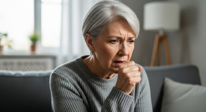 Senior Woman Coughing Illness Symptoms Healthcare Elderly Health