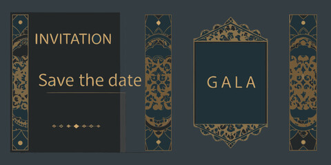 Elegant art deco gala invitation save the date design