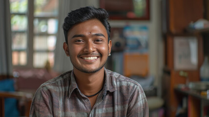 Obraz premium young indian man smiling with casual dress