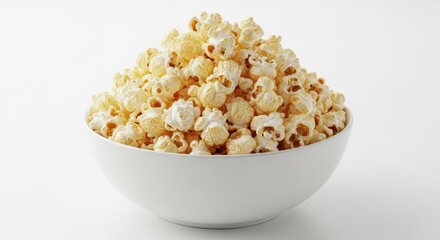 Buttery Popcorn in White Bowl: Delicious Snack Food