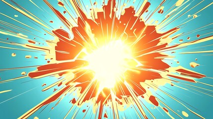Cartoon style lightning explosion with dash lines and comic energy burst design