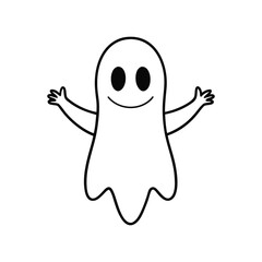 Obraz premium Cute cartoon ghost with outstretched arms, perfect for Halloween designs.