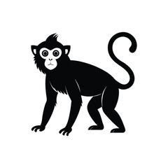 Monkey Side View Silhouette Vector  