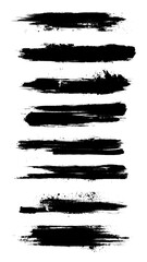 Painted grunge stripes set. Handmade design elements. Brush strokes vector. 