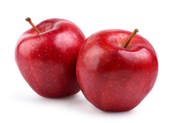 Fresh red delicious apples isolated on white.