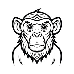 Monkey Face Line Art Illustration 