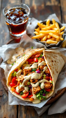 Hot Shawarma Delight. Street Food Flavor. Freshly Wrapped Goodness. Taste of the Middle East