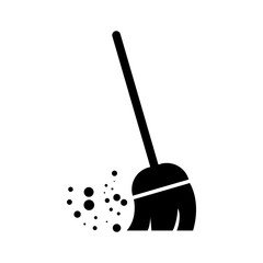 Broom icon Vector with black and white color