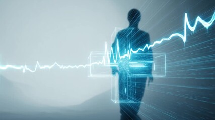 Navigating the Digital Frontier: A modern depiction of a man within the context of an abstract graph, representing innovation and the technological epoch. The image signifies change, transformation. - Powered by Adobe