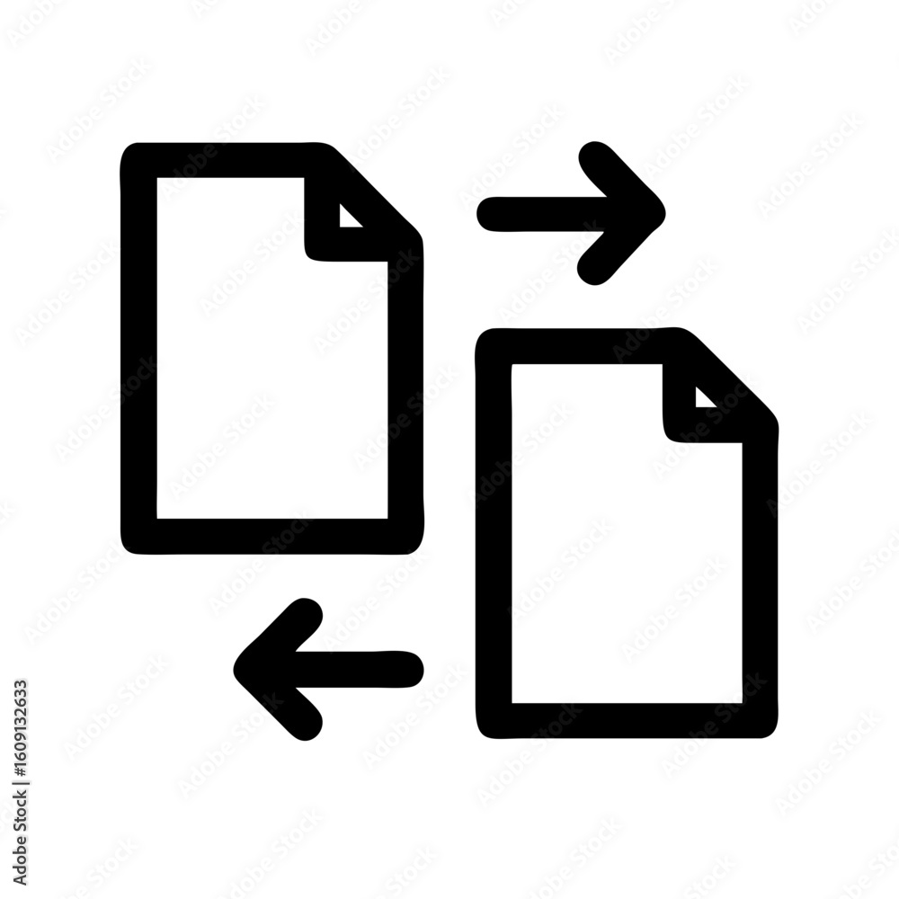 Poster file transfer document exchange data migration sync copy share process convert duplicate icon vector