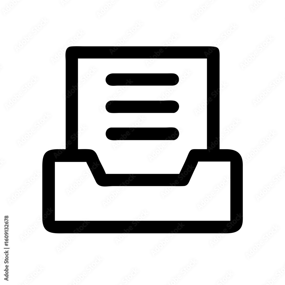 Poster inbox icon document tray file storage organizer archive information management symbol for ui design