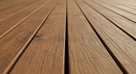 Close-up of Wooden Deck Planks with Natural Grain Texture