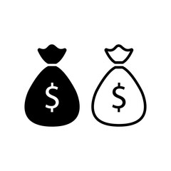 Dollar Money Bag Icon Vector Template Flat Design
