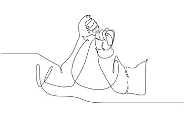 Continuous one line drawing of fist bump handshake vector illustration. Editable outline