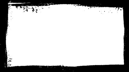 Grunge textured frame vector illustration border. Rough black painted border on white stock photo