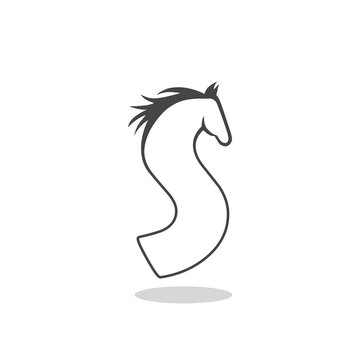 Letter S in the form of horse icon with shadow