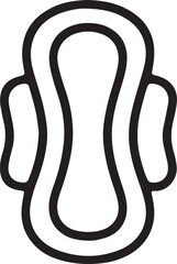 Obraz premium Black outline of a sanitary pad with wings feminine hygiene