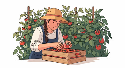 Harvesting Ripe Tomatoes A Woman Farmer's Work