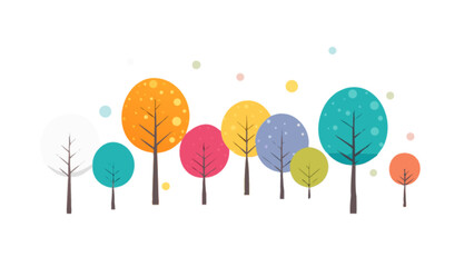 Colorful trees illustration vector landscape background for kids children nature art design drawing graphic