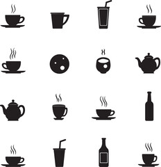 cup of coffee icon Coffe or tea cups vector icon collection. Cup hot icons design