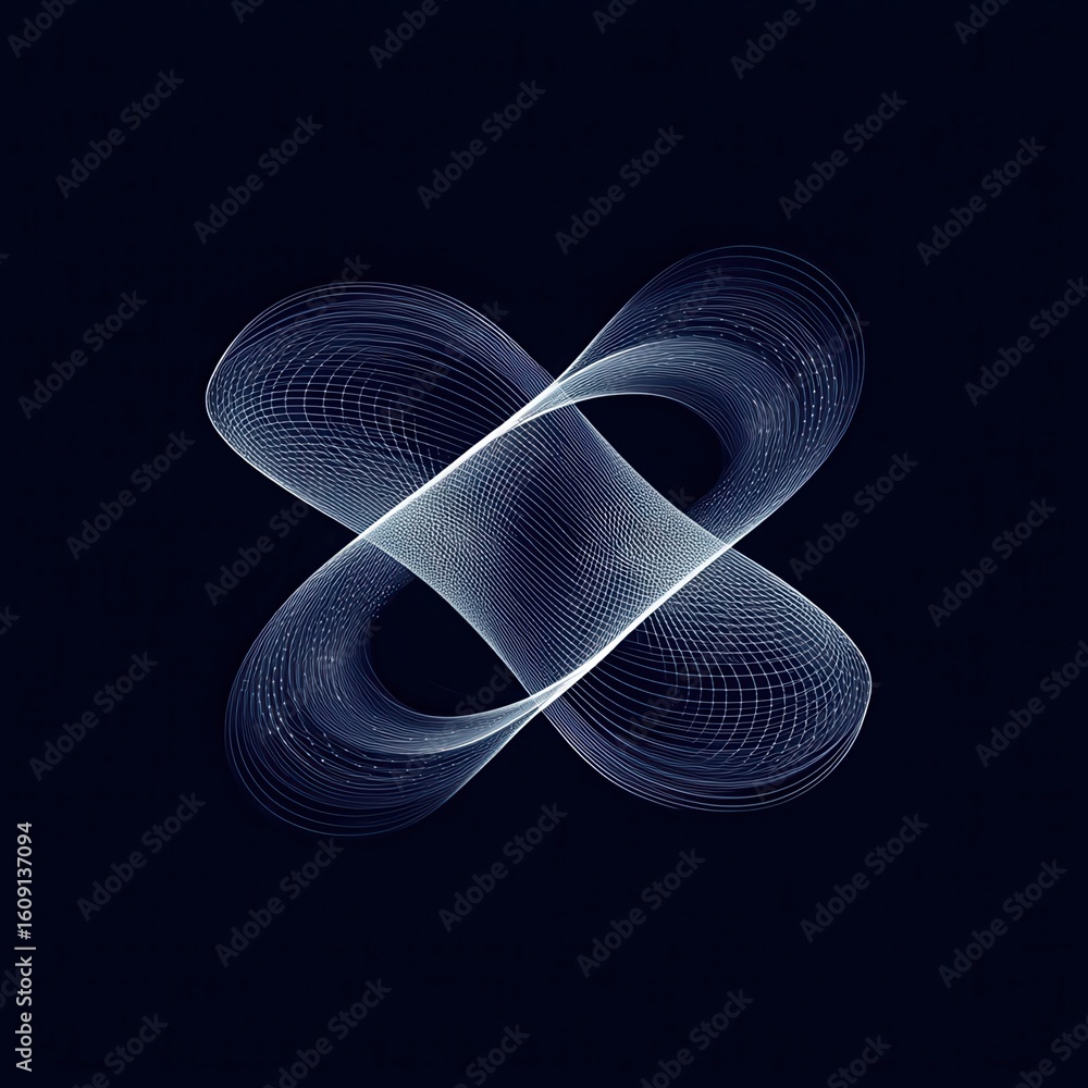 Poster infinity icon from lines and triangles, point connecting network on blue background. illustration ve