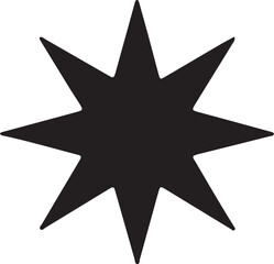 Obraz premium Black eight pointed star shape on white background