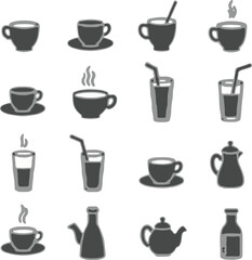 Cup cofee icon. Silhouette tea cup symbol, espresso sign in vector flat