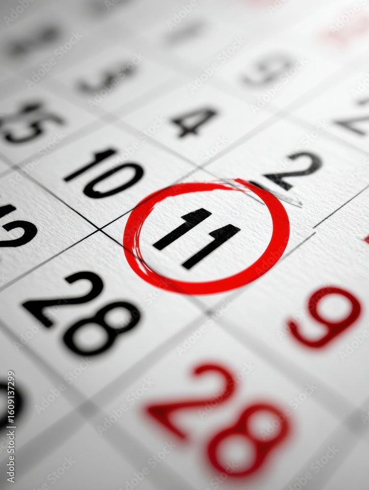 Poster countdown to finals on calendar marked in red with minimalist design showcasing important dates and 