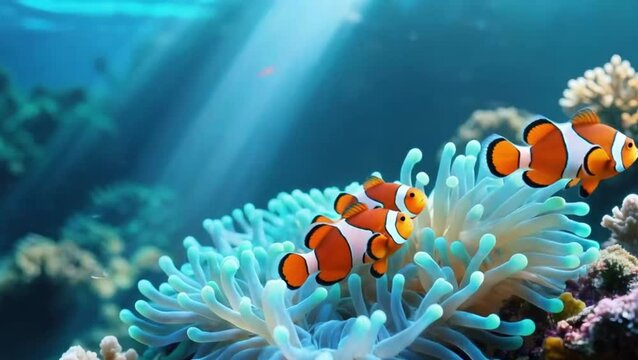 clown fish on coral reef
