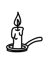 Cute candle halloween cartoon outline icon