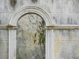 open entrance of an abandoned vintage stone building