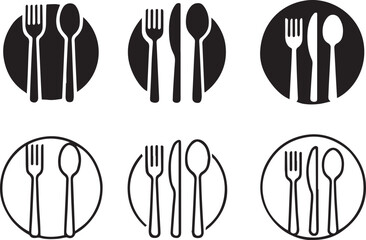 Silhouette  cutlery vector , set of fork, knife, spoon. logotype menu.eps