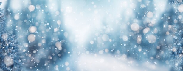 Fototapeta premium The serene snow-covered forest capturing winter's magical beauty