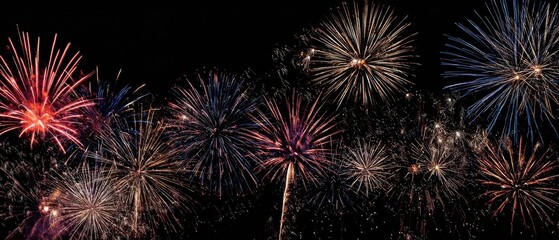 Fototapeta premium The Colorful Fireworks Display Illuminating the Night Sky with Dazzling Colors