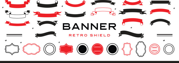 Ribbons, Banners, badges, Labels - Design Elements on white background