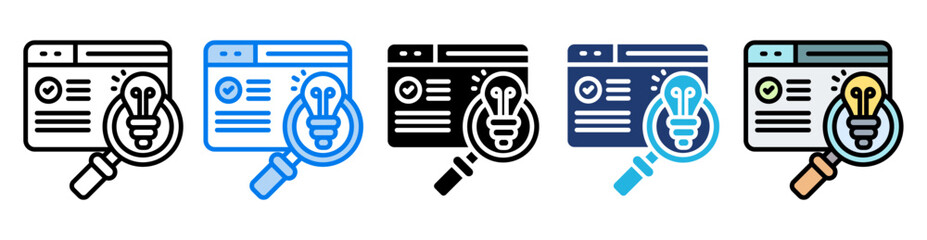 Search results icon set multiple style collection