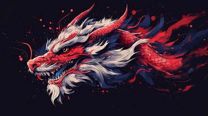 Fiery Dragon Head Abstract Digital Painting