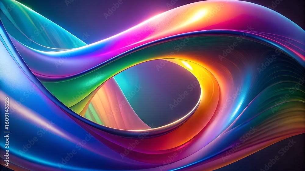 Aufkleber vibrant abstract infinity wave – 3d colorful ribbon loop background
