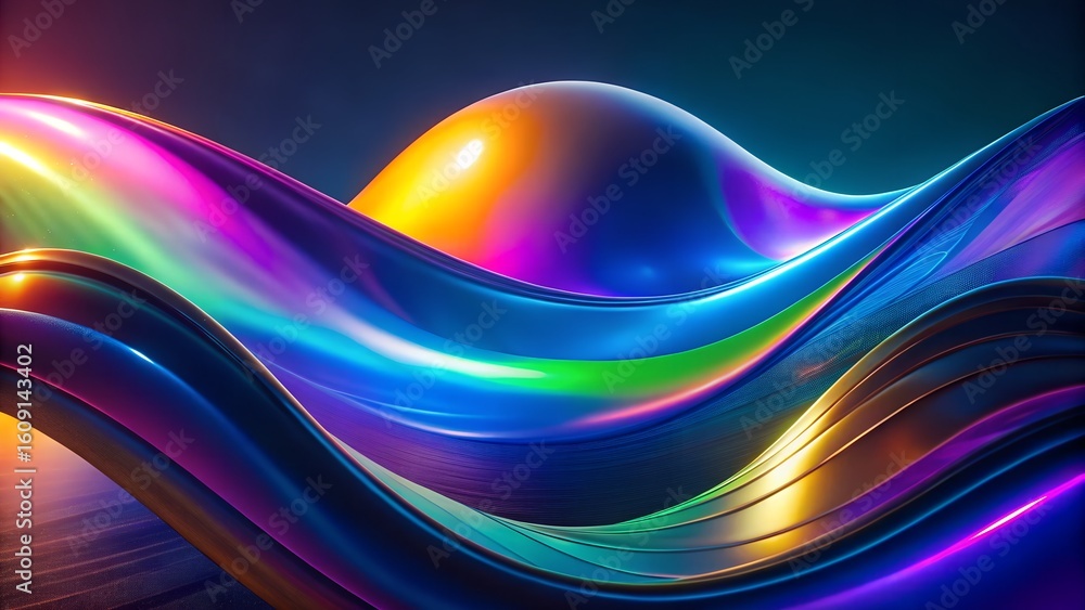 Aufkleber 3d abstract colorful wave with glossy gradient surface