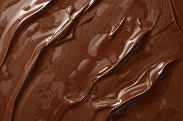 A close up view of dark chocolate swirls and textures creating a rich and decadent background design