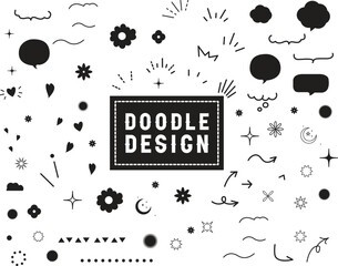 Vector set of different crowns, hearts, stars, crystals, sparkles, arrows, lightnings, diamonds, signs and symbols. Hand drawn, doodle elements