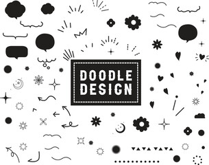 Vector set of different crowns, hearts, stars, crystals, sparkles, arrows, lightnings, diamonds, signs and symbols. Hand drawn, doodle elements